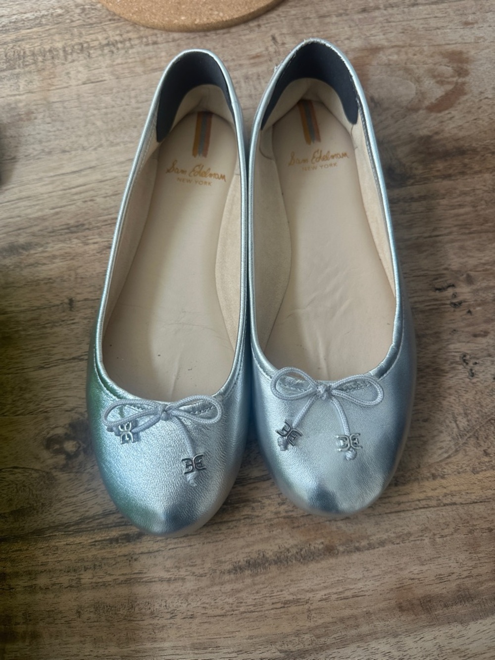 Sam Edelman Metallic Silver Ballet Flats with Bow